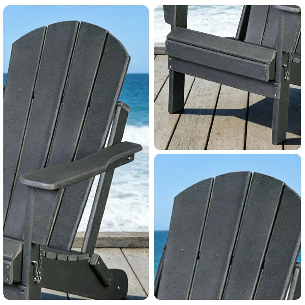 SOLARA Chair - Folding Outdoor Lounge Chair, Weather-Resistant HDPE Material, Classic Patio Garden Seating - Grey