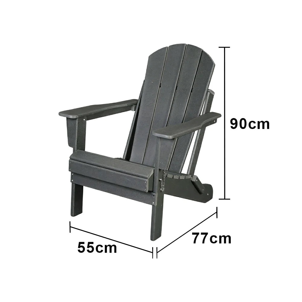 SOLARA Chair - Folding Outdoor Lounge Chair, Weather-Resistant HDPE Material, Classic Patio Garden Seating - Grey