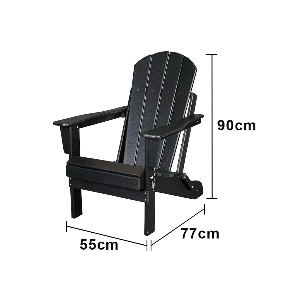 SOLARA Chair - Folding Outdoor Lounge Chair, Weather-Resistant HDPE Material, Classic Patio Garden Seating - Black