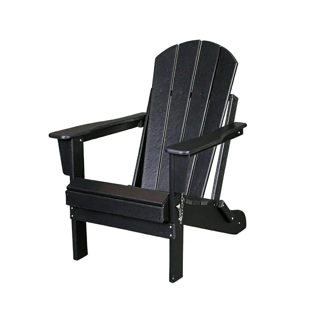 SOLARA Chair - Folding Outdoor Lounge Chair, Weather-Resistant HDPE Material, Classic Patio Garden Seating - Black