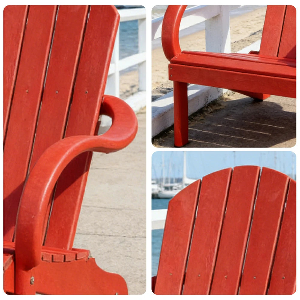 SOLARA Chair - Folding Outdoor Lounge Chair, Weather-Resistant HDPE Material, Classic Patio Garden Seating - Red