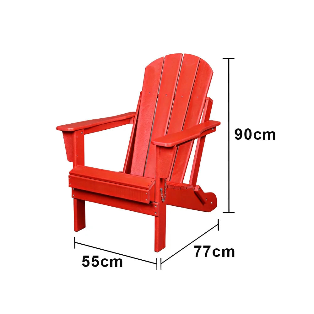 SOLARA Chair - Folding Outdoor Lounge Chair, Weather-Resistant HDPE Material, Classic Patio Garden Seating - Red