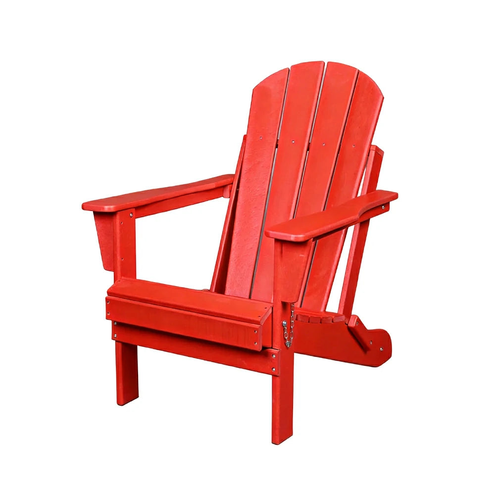 SOLARA Chair - Folding Outdoor Lounge Chair, Weather-Resistant HDPE Material, Classic Patio Garden Seating - Red
