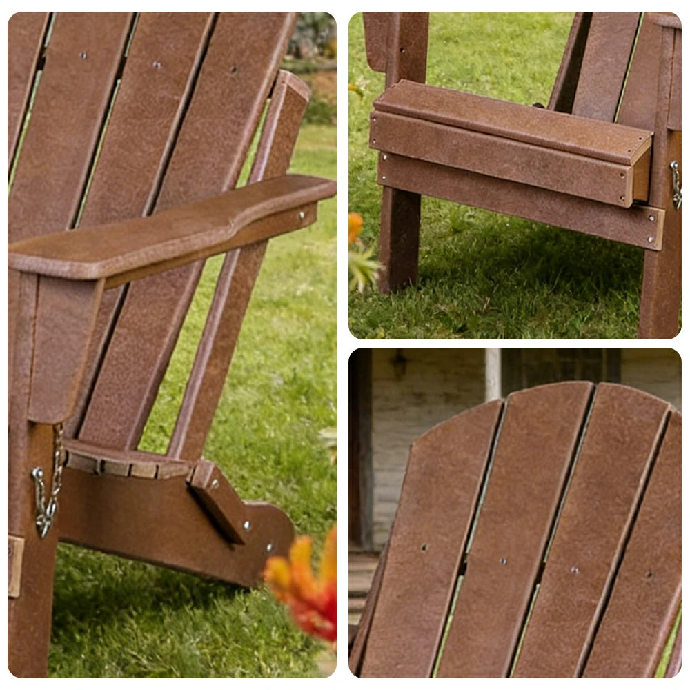 SOLARA Chair - Folding Outdoor Lounge Chair, Weather-Resistant HDPE Material, Classic Patio Garden Seating - Coffee