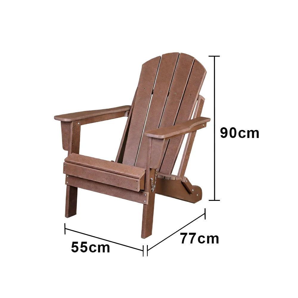 SOLARA Chair - Folding Outdoor Lounge Chair, Weather-Resistant HDPE Material, Classic Patio Garden Seating - Coffee