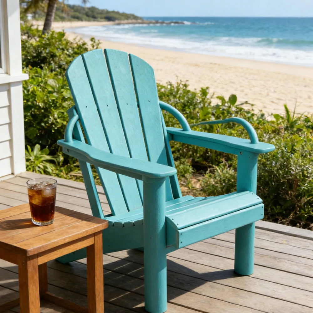 SOLARA Chair - Folding Outdoor Lounge Chair, Weather-Resistant HDPE Material, Classic Patio Garden Seating - Lighte Blue