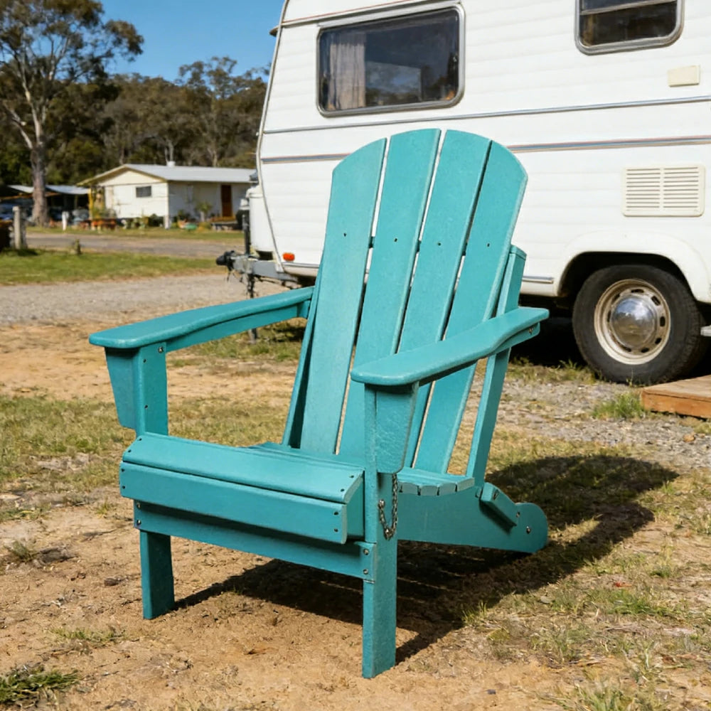 SOLARA Chair - Folding Outdoor Lounge Chair, Weather-Resistant HDPE Material, Classic Patio Garden Seating - Lighte Blue