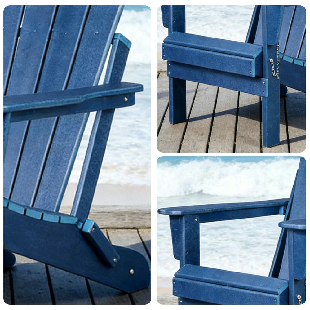 SOLARA Chair - Folding Outdoor Lounge Chair, Weather-Resistant HDPE Material, Classic Patio Garden Seating - Blue