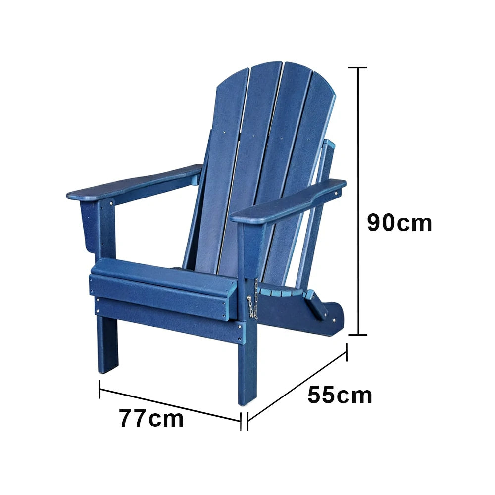 SOLARA Chair - Folding Outdoor Lounge Chair, Weather-Resistant HDPE Material, Classic Patio Garden Seating - Blue