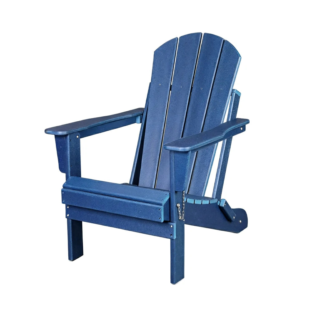SOLARA Chair - Folding Outdoor Lounge Chair, Weather-Resistant HDPE Material, Classic Patio Garden Seating - Blue