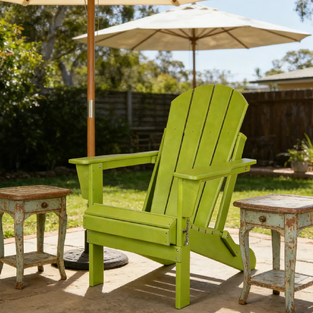 SOLARA Chair - Folding Outdoor Lounge Chair, Weather-Resistant HDPE Material, Classic Patio Garden Seating - Green
