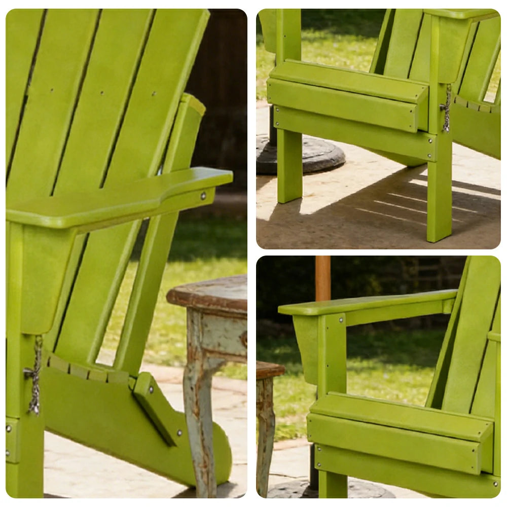 SOLARA Chair - Folding Outdoor Lounge Chair, Weather-Resistant HDPE Material, Classic Patio Garden Seating - Green