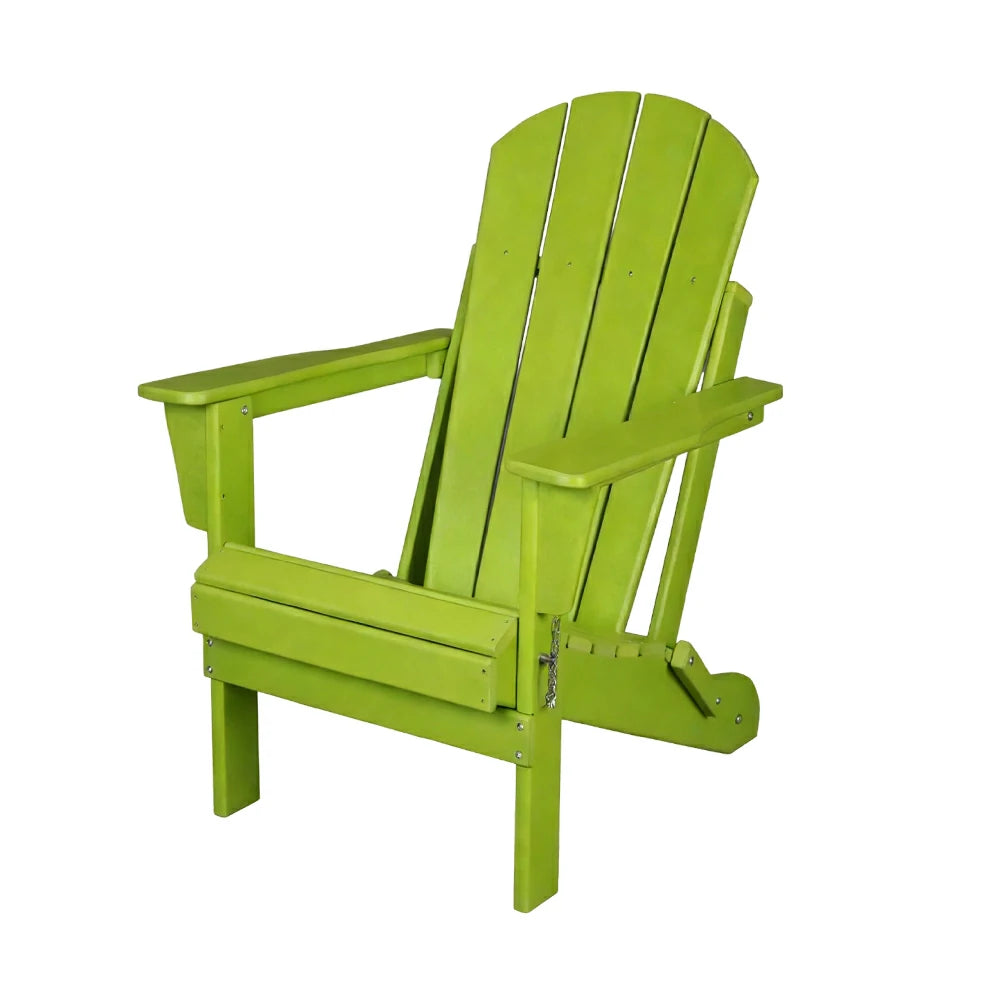 SOLARA Chair - Folding Outdoor Lounge Chair, Weather-Resistant HDPE Material, Classic Patio Garden Seating - Green