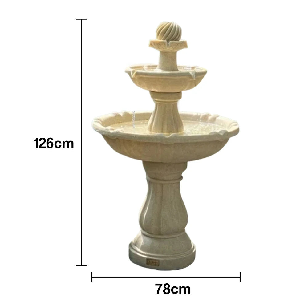 SOLARA Solar-Powered Water Fountain - Resin Fiberglass Sandstone, Waterproof, Durable, Crack-Resistant in Cold Weather - Beige