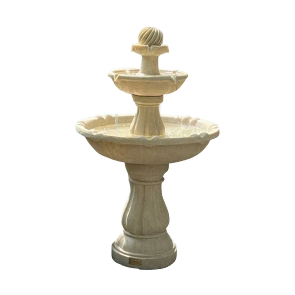SOLARA Solar-Powered Water Fountain - Resin Fiberglass Sandstone, Waterproof, Durable, Crack-Resistant in Cold Weather - Beige