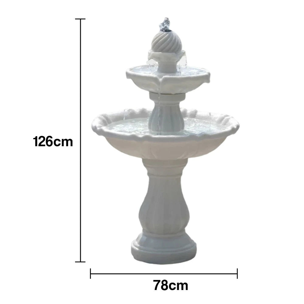 SOLARA Solar-Powered Water Fountain - Resin Fiberglass Sandstone, Waterproof, Durable, Crack-Resistant in Cold Weather - White