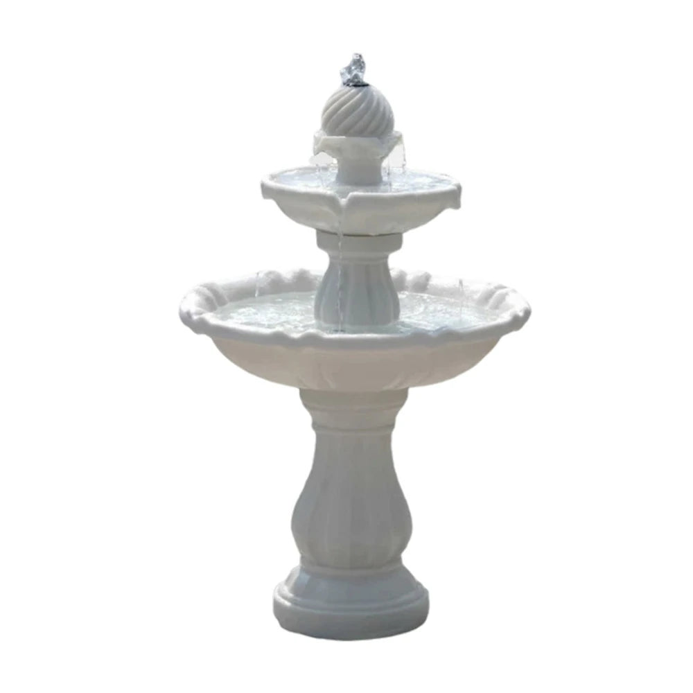 SOLARA Solar-Powered Water Fountain - Resin Fiberglass Sandstone, Waterproof, Durable, Crack-Resistant in Cold Weather - White