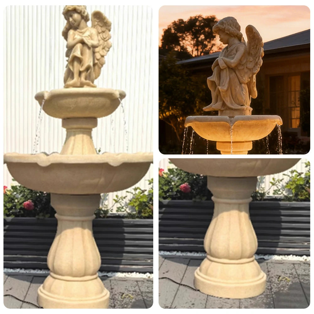 SOLARA Solar-Powered Fountain - Durable Resin Fiberglass Sandstone, Waterproof, Corrosion-Resistant, Perfect for Outdoor Use