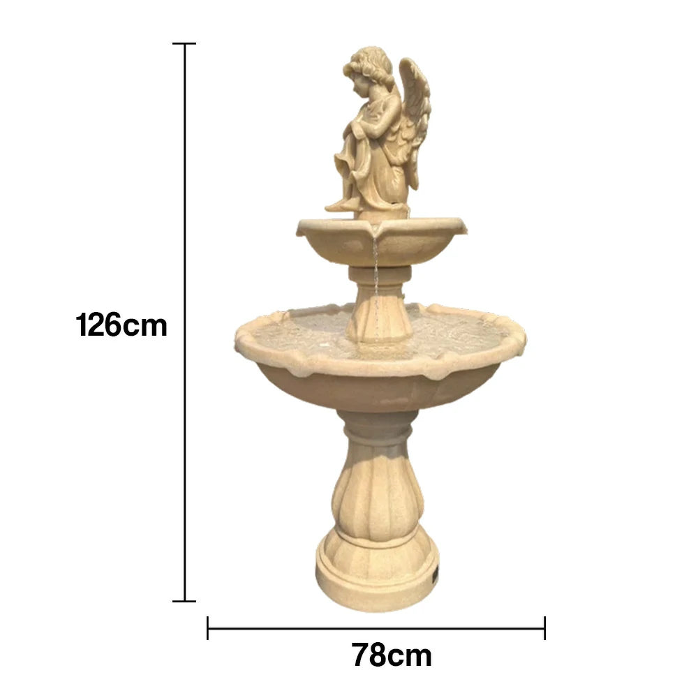 SOLARA Solar-Powered Fountain - Durable Resin Fiberglass Sandstone, Waterproof, Corrosion-Resistant, Perfect for Outdoor Use