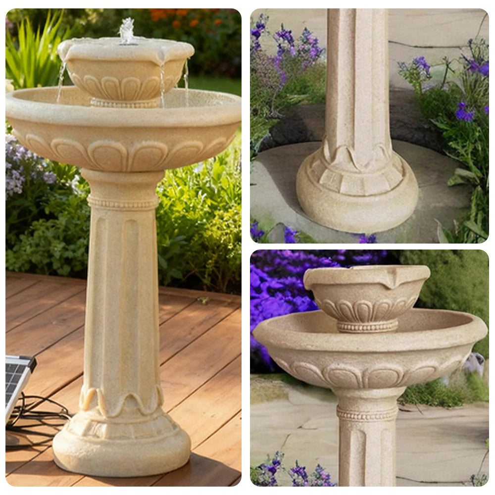 SOLARA Solar Water Feature - Weatherproof Resin Fiberglass, No Paint, Durable, Ideal for Gardens & Outdoor Spaces