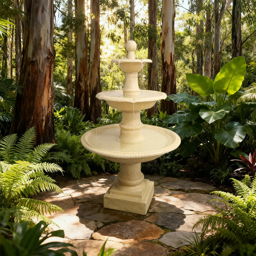 SOLARA Solar-Powered Garden Fountain - Resin Fiberglass Sandstone, Waterproof, Corrosion-Resistant, Winter-Proof