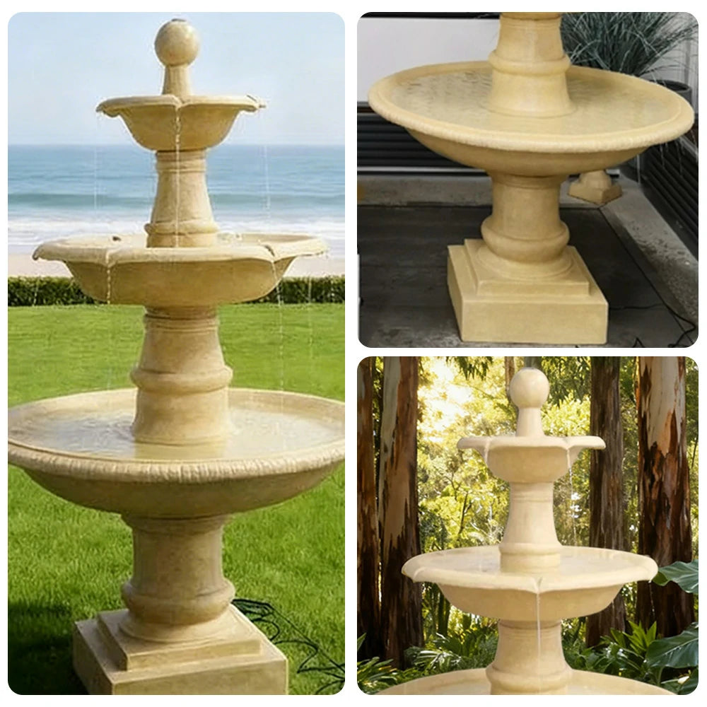 SOLARA Solar-Powered Garden Fountain - Resin Fiberglass Sandstone, Waterproof, Corrosion-Resistant, Winter-Proof