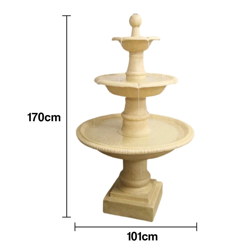 SOLARA Solar-Powered Garden Fountain - Resin Fiberglass Sandstone, Waterproof, Corrosion-Resistant, Winter-Proof