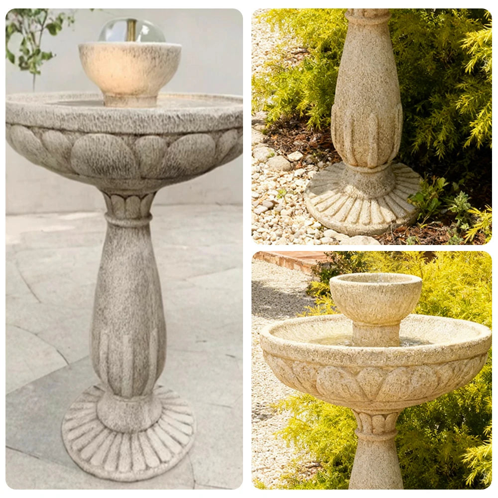 SOLARA Solar Fountain - Durable Resin Fiberglass, No Paint, UV-Resistant, Outdoor Use, Low Maintenance