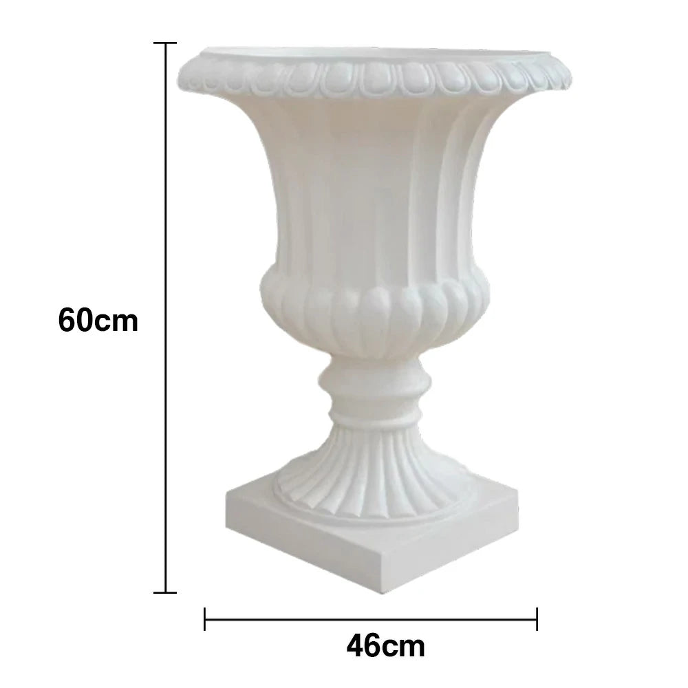 SOLARA Outdoor Pot - Resin Fiberglass Sandstone, UV-Resistant, Waterproof, Durable, Sleek Modern Design - White