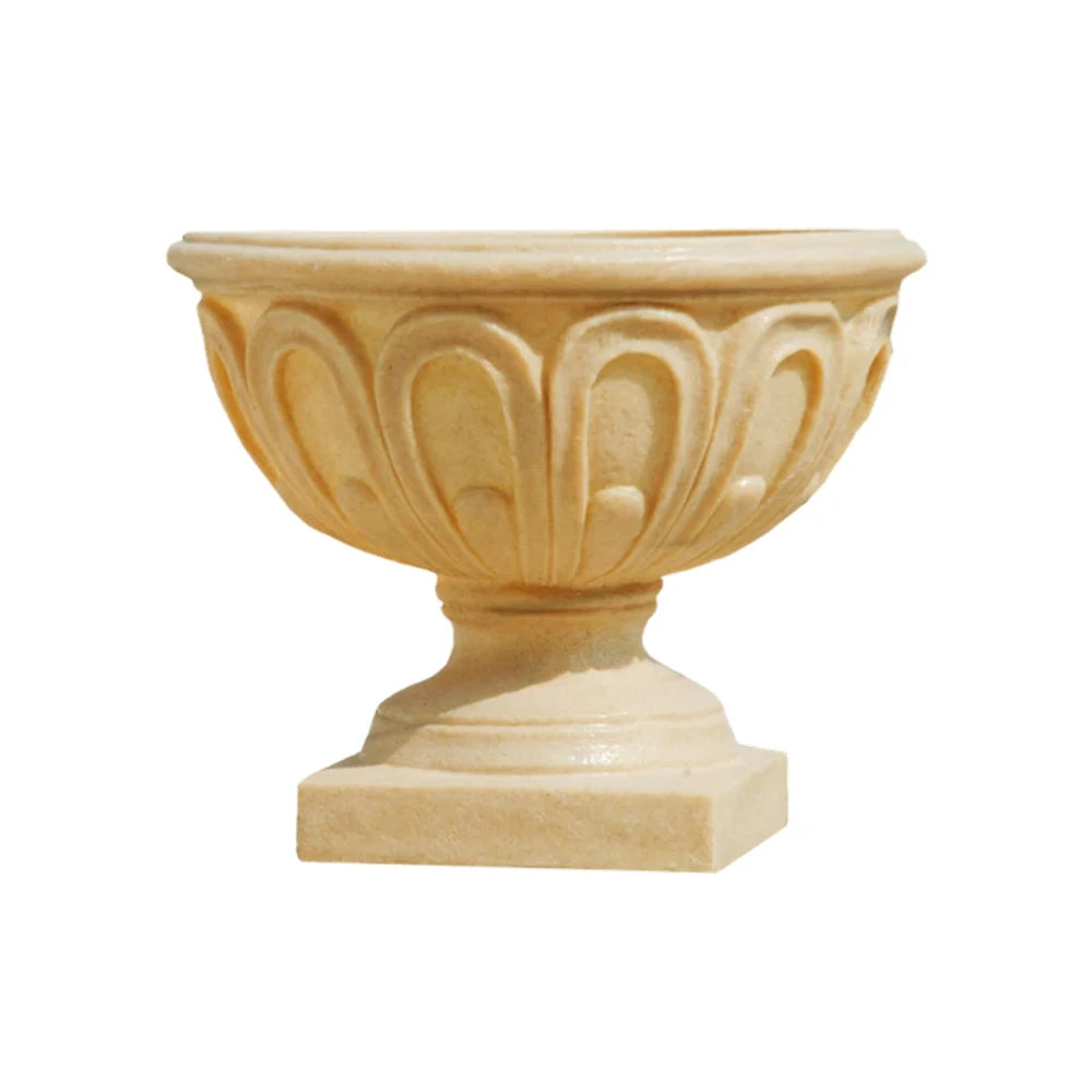 SOLARA Outdoor Pot - Resin Fiberglass Sandstone, UV-Resistant, Waterproof, Durable, Sleek Modern Design - Beige