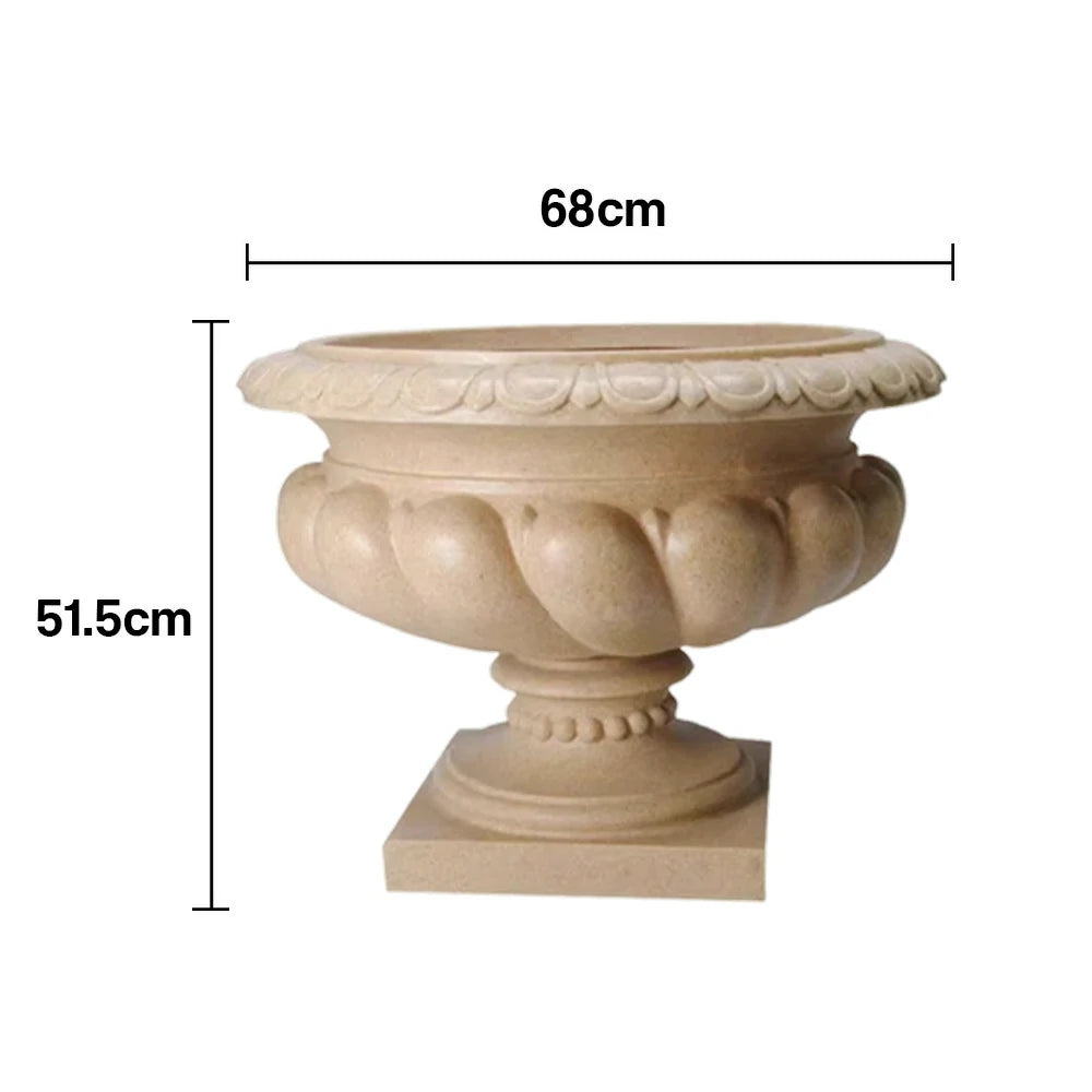 SOLARA Low Outdoor Planter Resin Fiberglass Sandstone UV-Resistant Waterproof Durable for All Weather Stylish and Practical Design