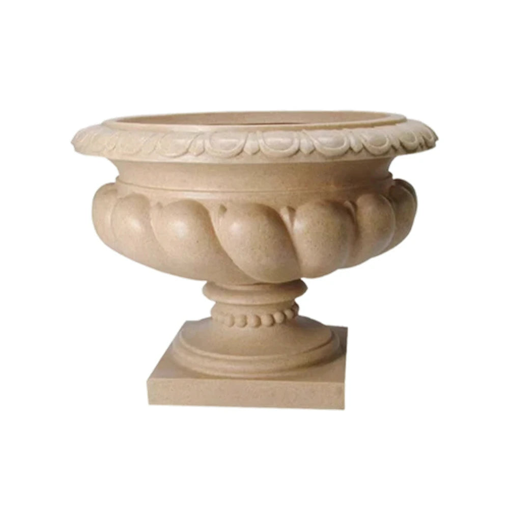 SOLARA Low Outdoor Planter Resin Fiberglass Sandstone UV-Resistant Waterproof Durable for All Weather Stylish and Practical Design