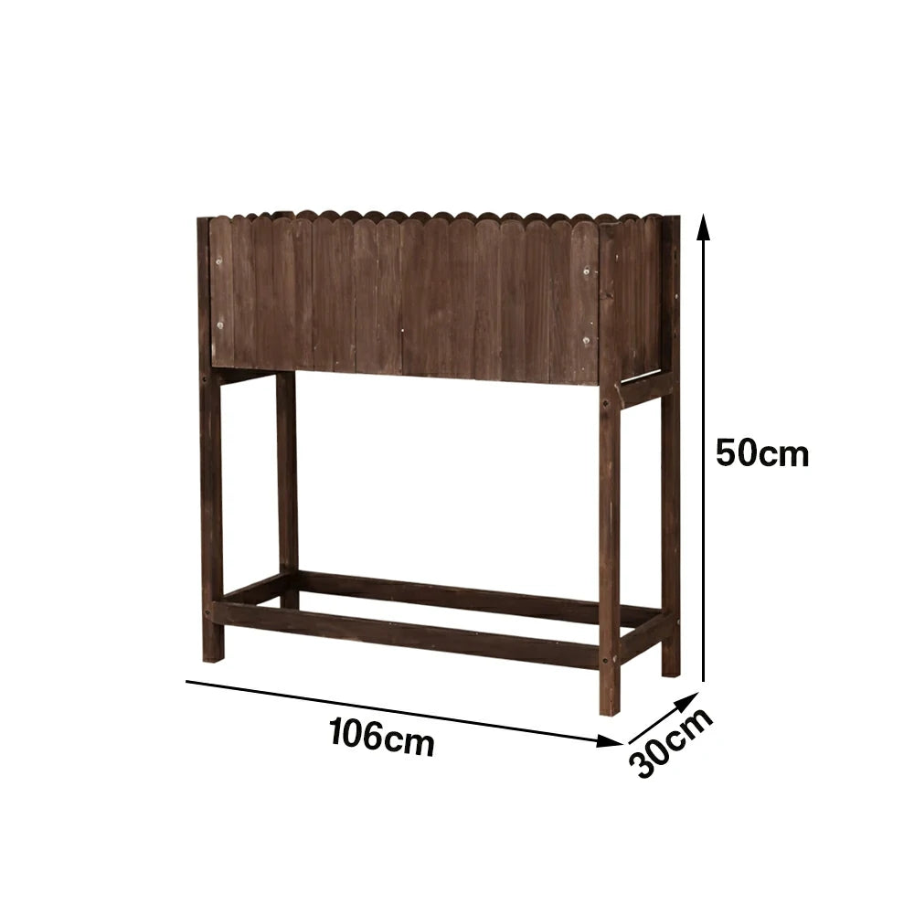 SOLARA 66/106cm Planter Box Dual-Layer Storage Solid Wood Frame Reinforced Structure Water-Based Coating Indoor Outdoor Use - Brown