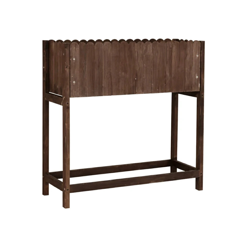 SOLARA 66/106cm Planter Box Dual-Layer Storage Solid Wood Frame Reinforced Structure Water-Based Coating Indoor Outdoor Use - Brown