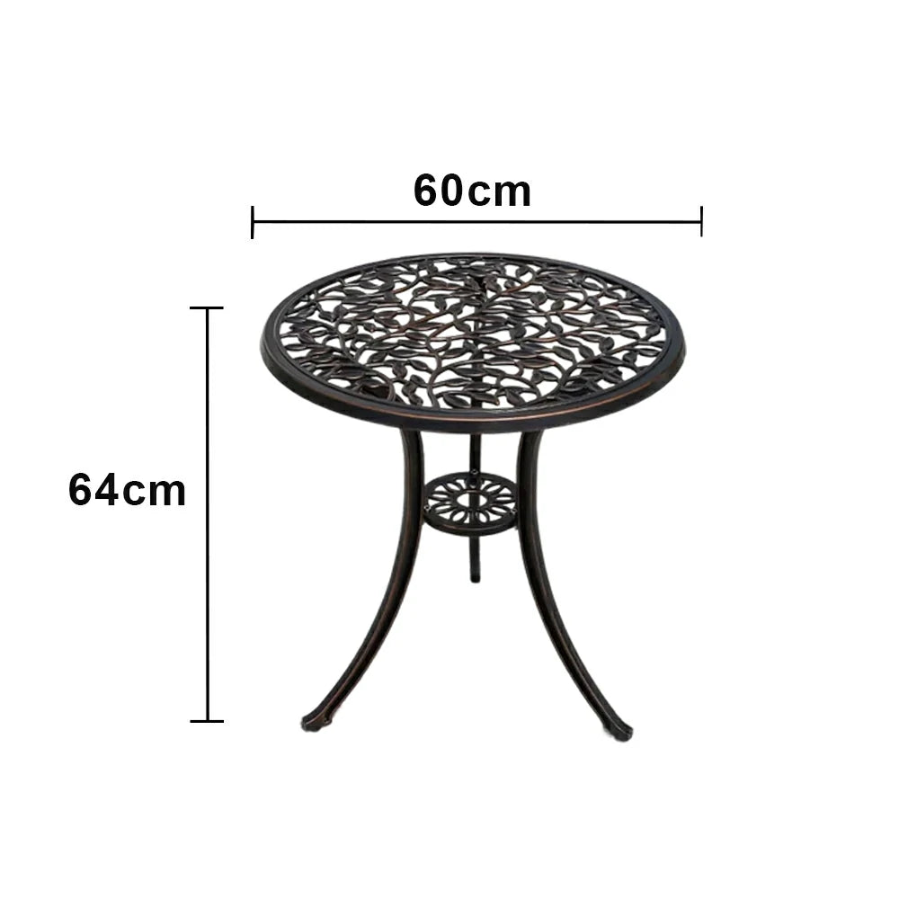 SOLARA 60cm Outdoor Dining Table - Weather-Resistant Cast Aluminium Frame, Heavy-Duty Patio Garden Balcony Table - Black