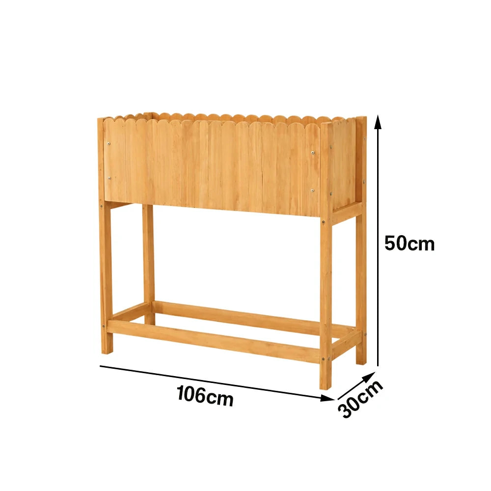 SOLARA 66/106cm Planter Box Dual-Layer Storage Solid Wood Frame Reinforced Structure Water-Based Coating Indoor Outdoor Use - Yellow