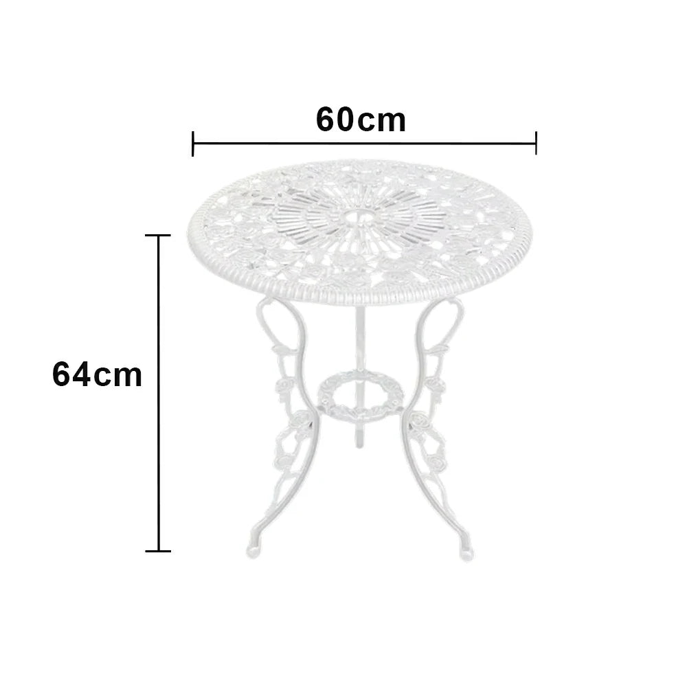 SOLARA 60cm Outdoor Dining Table - Weather-Resistant Cast Aluminium Frame, Heavy-Duty Patio Garden Balcony Table - White