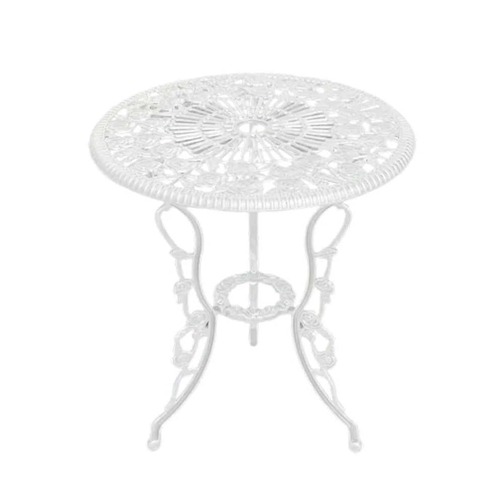 SOLARA 60cm Outdoor Dining Table - Weather-Resistant Cast Aluminium Frame, Heavy-Duty Patio Garden Balcony Table - White