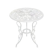 SOLARA 60cm Outdoor Dining Table - Weather-Resistant Cast Aluminium Frame, Heavy-Duty Patio Garden Balcony Table - White