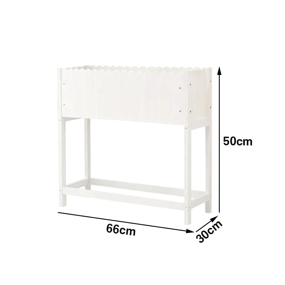 SOLARA 66/106cm Planter Box Dual-Layer Storage Solid Wood Frame Reinforced Structure Water-Based Coating Indoor Outdoor Use - White