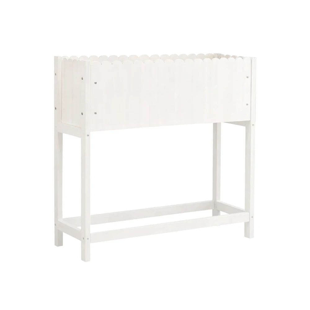 SOLARA 66/106cm Planter Box Dual-Layer Storage Solid Wood Frame Reinforced Structure Water-Based Coating Indoor Outdoor Use - White