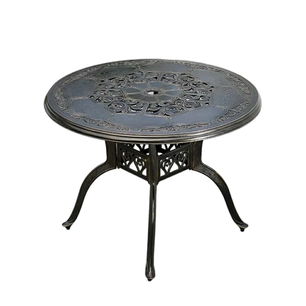 SOLARA 100cm Outdoor Dining Table - Weather-Resistant Cast Aluminium Frame, Heavy-Duty Patio Garden Balcony Table - Black