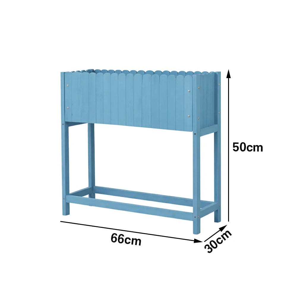 SOLARA 66/106cm Planter Box Dual-Layer Storage Solid Wood Frame Reinforced Structure Water-Based Coating Indoor Outdoor Use - Blue