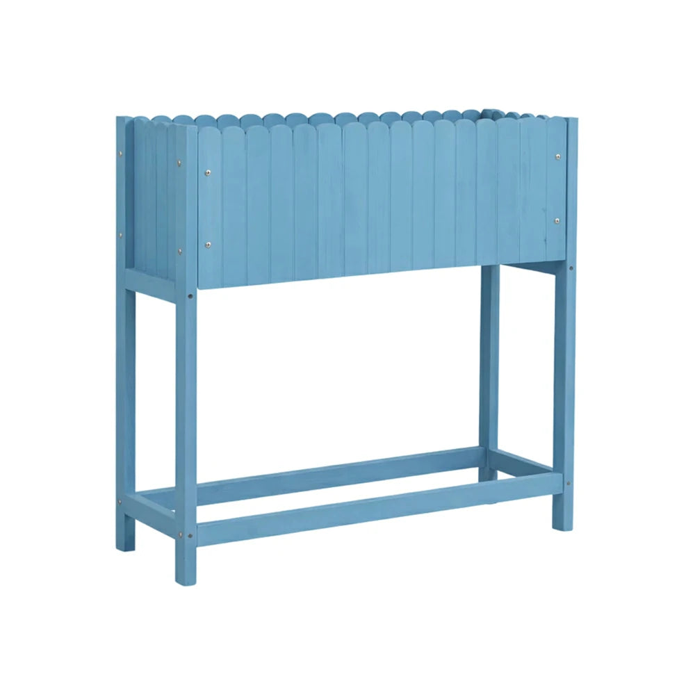 SOLARA 66/106cm Planter Box Dual-Layer Storage Solid Wood Frame Reinforced Structure Water-Based Coating Indoor Outdoor Use - Blue