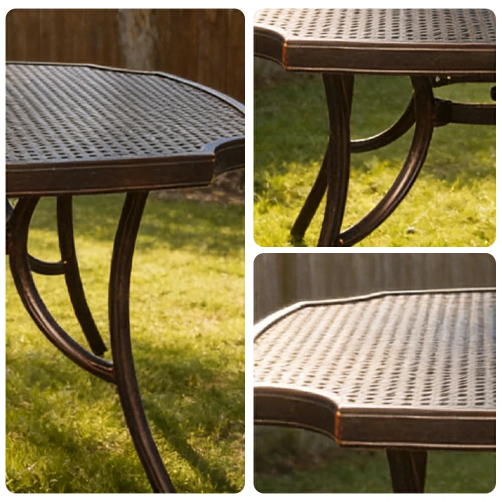 SOLARA 90cm Outdoor Dining Table - Weather-Resistant Cast Aluminium Frame, Heavy-Duty Patio Garden Balcony Table - Black