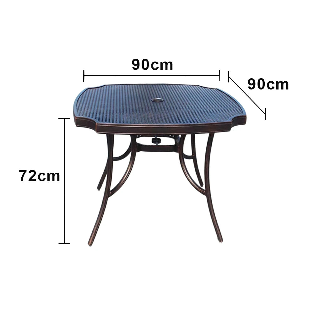 SOLARA 90cm Outdoor Dining Table - Weather-Resistant Cast Aluminium Frame, Heavy-Duty Patio Garden Balcony Table - Black