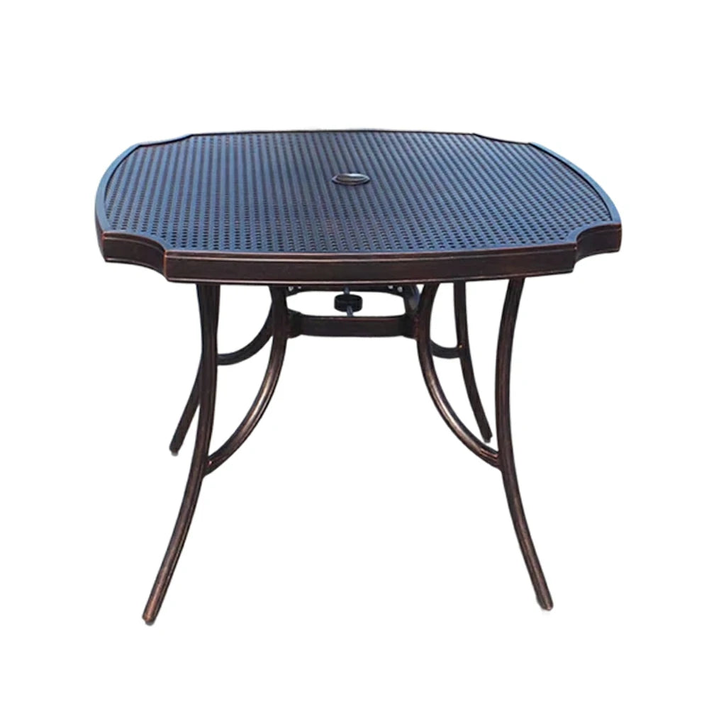 SOLARA 90cm Outdoor Dining Table - Weather-Resistant Cast Aluminium Frame, Heavy-Duty Patio Garden Balcony Table - Black