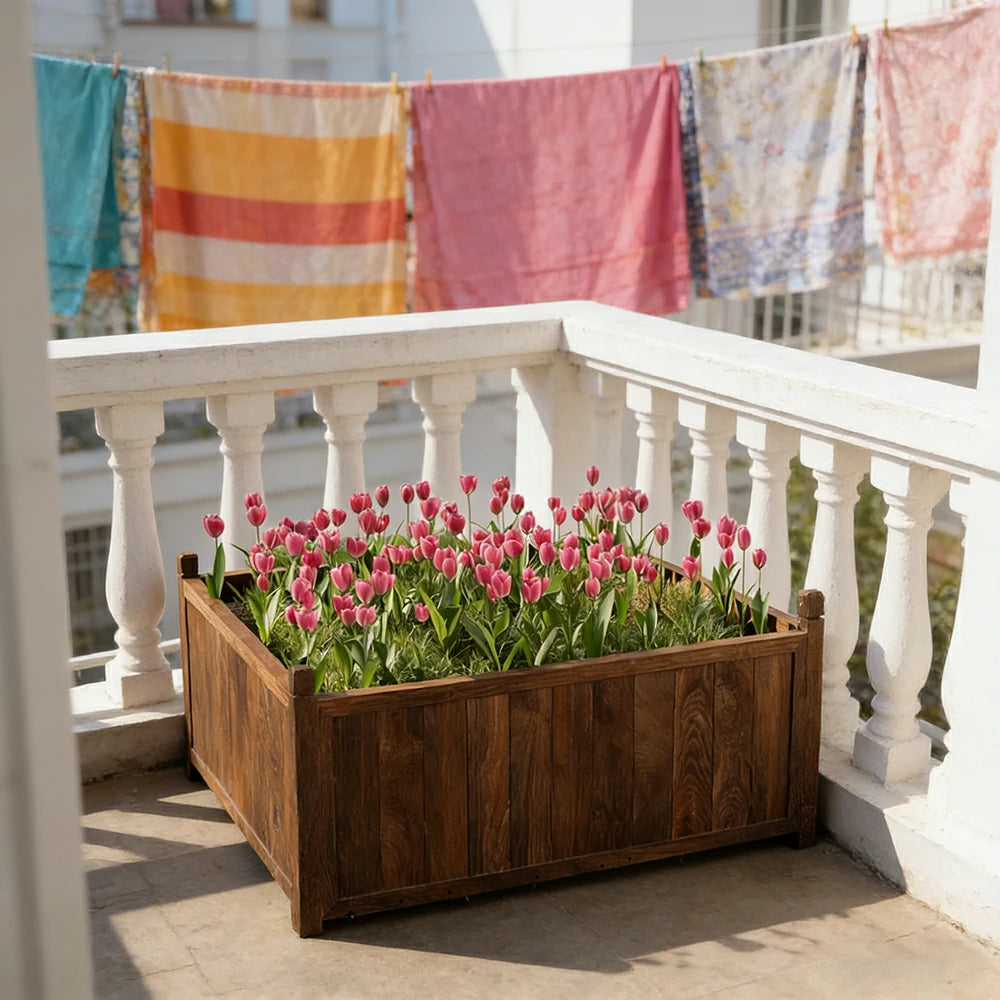 SOLARA 60/100cm Raised Planter Box Reinforced Frame Thickened Posts Heavy-Duty Outdoor Garden Bed - Brown