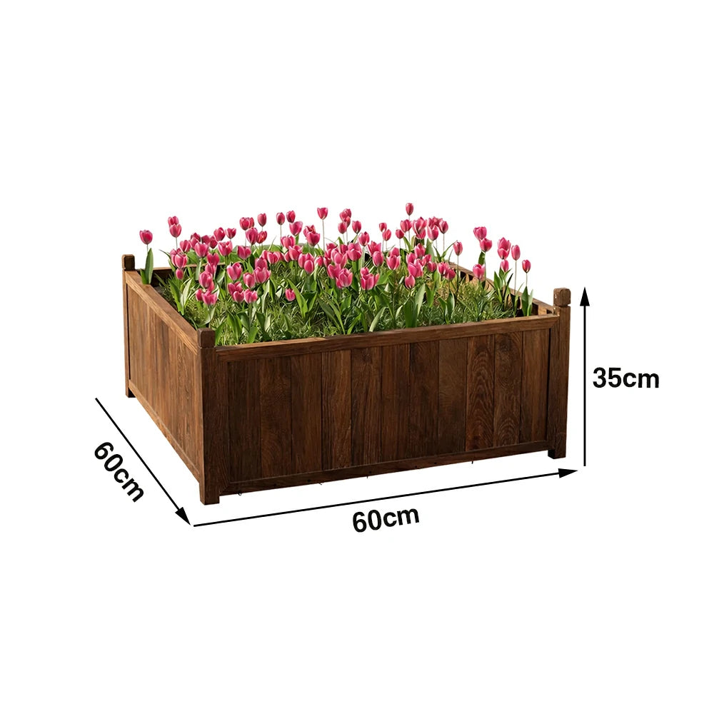 SOLARA 60/100cm Raised Planter Box Reinforced Frame Thickened Posts Heavy-Duty Outdoor Garden Bed - Brown
