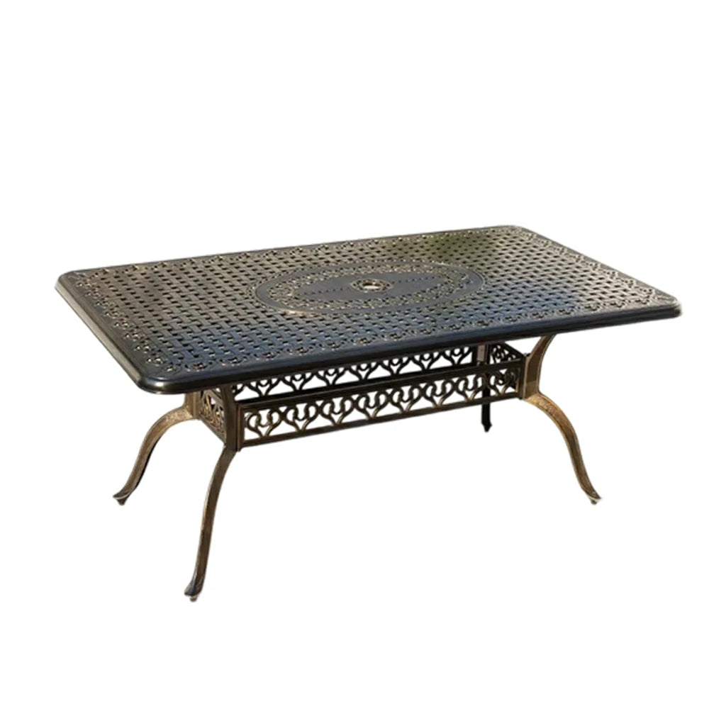 SOLARA 150cm Outdoor Dining Table - Weather-Resistant Cast Aluminium Frame, Heavy-Duty Patio Garden Balcony Table - Black